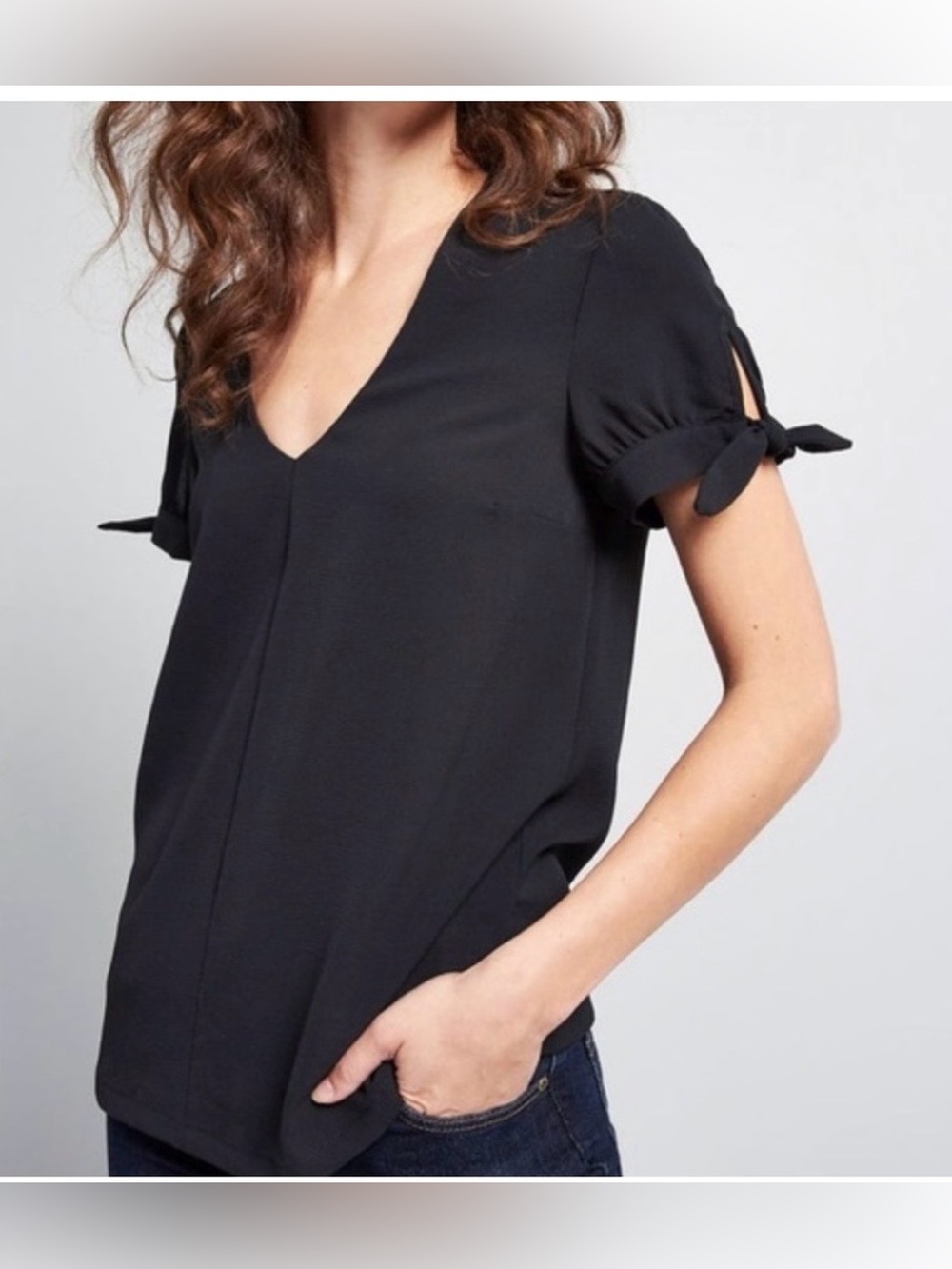 ModCloth women’s black v-neck blouse, size small